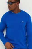 Бавовняний светр Tommy Jeans колір блакитний