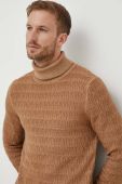 Вовняний светр Joop! чоловічий колір коричневий гольф (3568787)