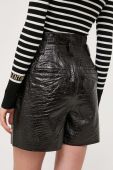 Шкіряні шорти Notes du Nord жіночі колір чорний однотонні висока посадка (3342749)