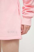 Бавовняні шорти Rotate колір рожевий з аплікацією висока посадка