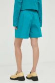 Бавовняні шорти Herskind колір бірюзовий однотонні висока посадка