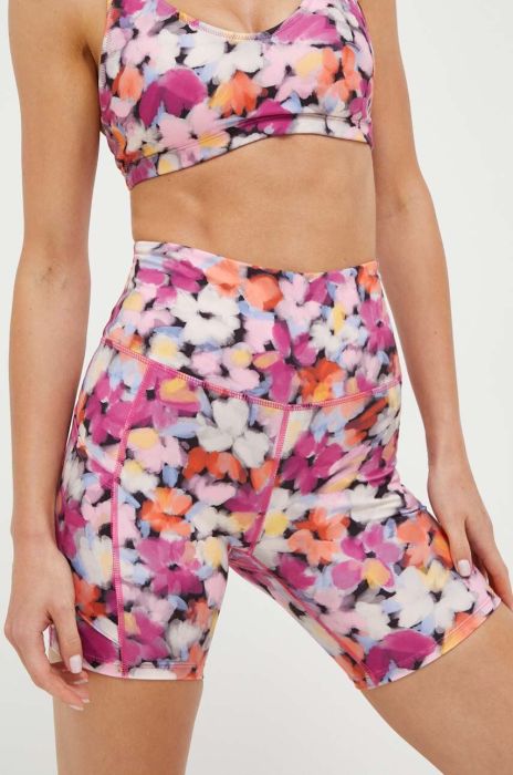 Шорти для тренувань Roxy Heart Into It колір фіолетовий візерунок висока посадка