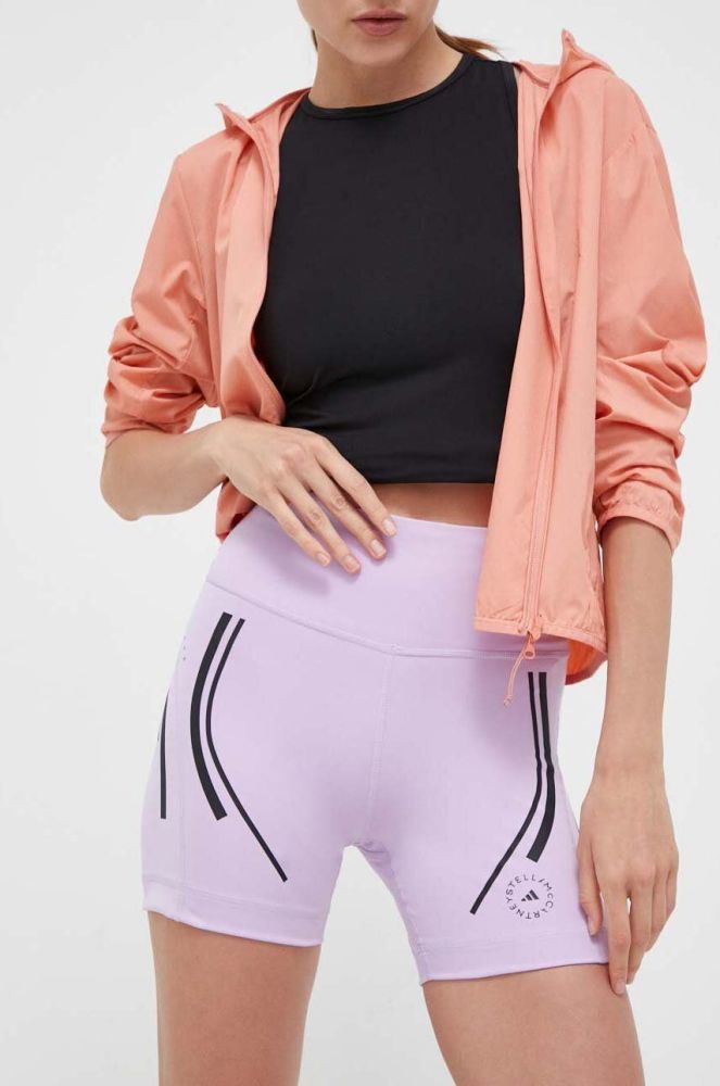 Шорти для бігу adidas by Stella McCartney TruePace колір фіолетовий з принтом висока посадка