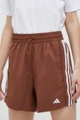 Шорти для тренувань adidas Performance Hyperglam 5 колір коричневий з принтом висока посадка