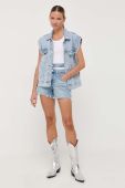 Джинсові шорти Miss Sixty жіночі однотонні висока посадка колір блакитний (3328610)