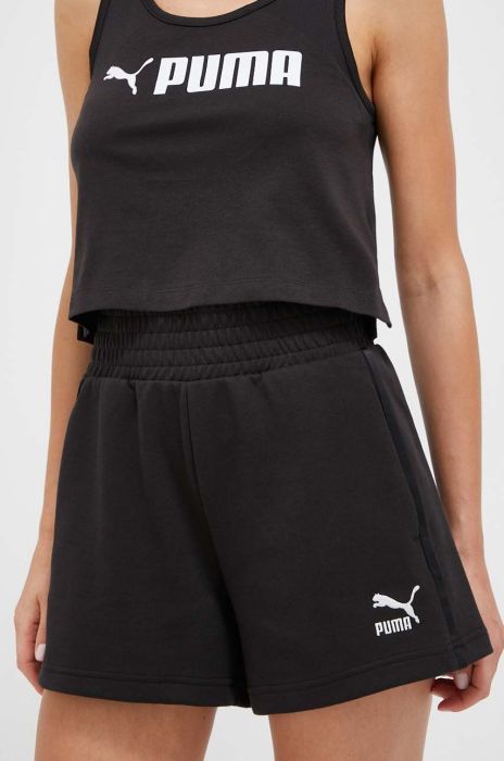 Шорти Puma жіночі колір чорний однотонні висока посадка
