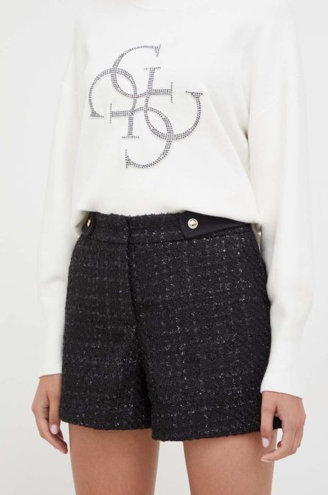 Шорти Guess жіночі колір чорний однотонні висока посадка (3610840)