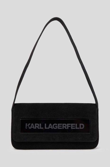 Замшева сумочка Karl Lagerfeld ICON K MD FLAP SHB SUEDE колір чорний