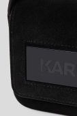 Замшева сумочка Karl Lagerfeld ICON K MD FLAP SHB SUEDE колір чорний