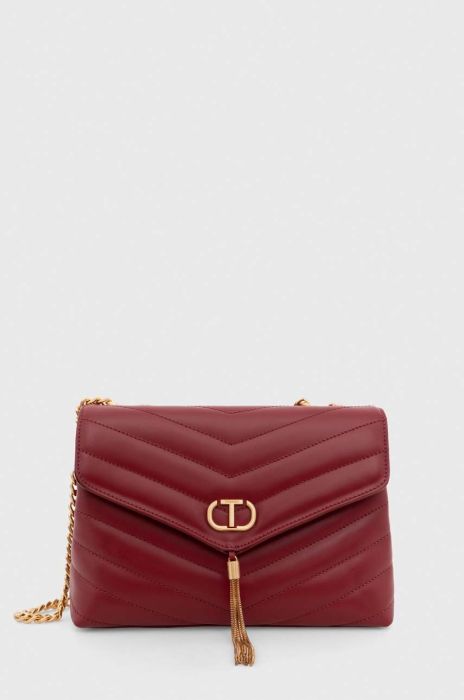 Шкіряна сумочка Twinset колір бордовий (3459741)