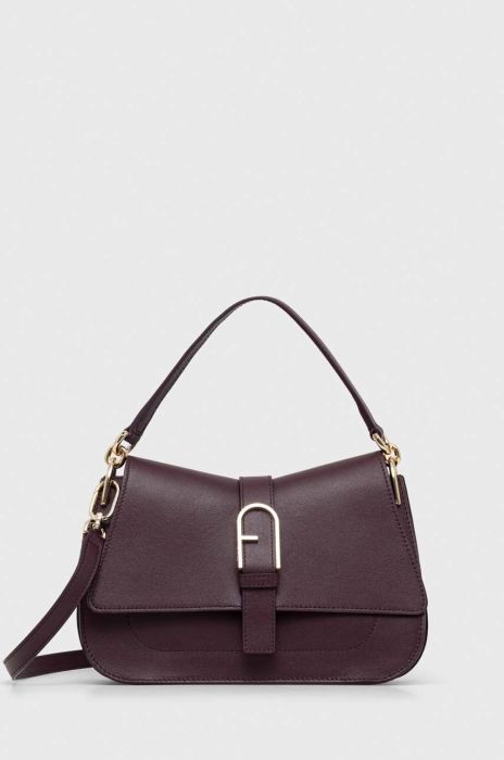 Шкіряна сумочка Furla Flow колір фіолетовий