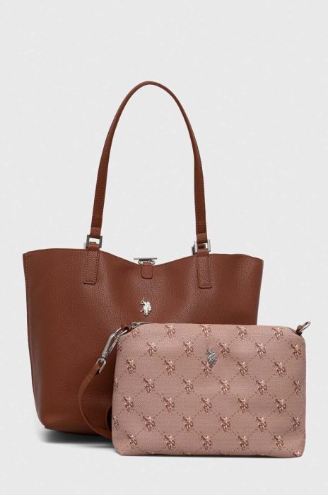 Двостороння сумочка U.S. Polo Assn. колір коричневий
