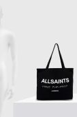 Бавовняна сумка AllSaints UNDERGROUND TOTE колір чорний