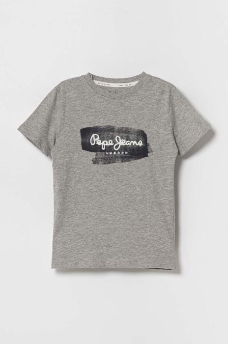 Дитяча бавовняна футболка Pepe Jeans колір сірий з принтом (3487022)