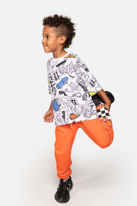 Дитяча бавовняна футболка Coccodrillo колір білий візерунок (3619140)