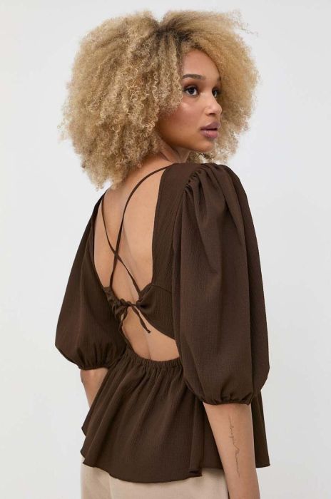 Блузка Notes du Nord Carrie жіноча колір коричневий однотонна