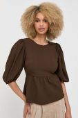 Блузка Notes du Nord Carrie жіноча колір коричневий однотонна