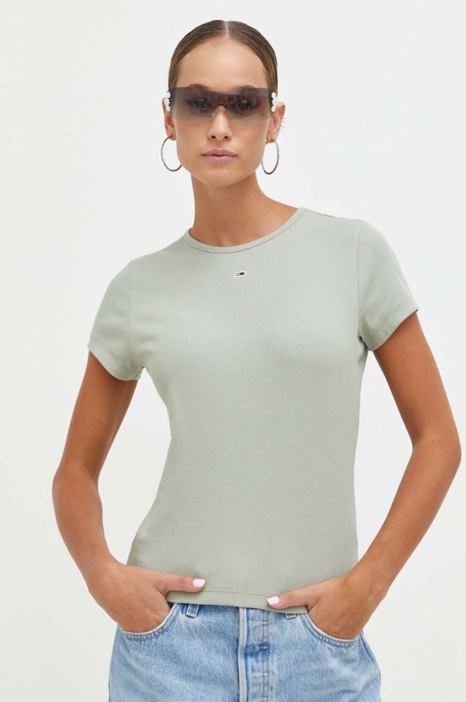 Футболка Tommy Jeans жіноча колір зелений (3377025)