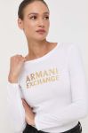 Бавовняний лонгслів Armani Exchange колір білий (3370490)