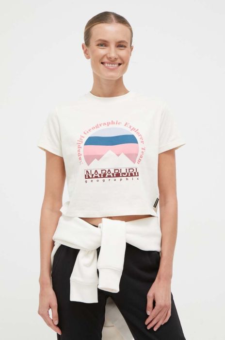 Бавовняна футболка Napapijri колір бежевий (3508482)