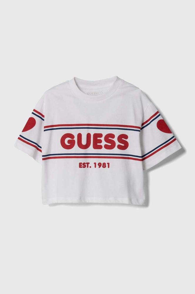 Дитяча бавовняна футболка Guess колір білий (3363530)