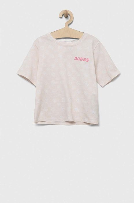 Дитяча бавовняна футболка Guess колір бежевий (3297274)