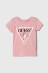 Дитяча бавовняна футболка Guess колір рожевий (3439646)