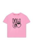 Дитяча бавовняна футболка HUGO колір рожевий (3404988)