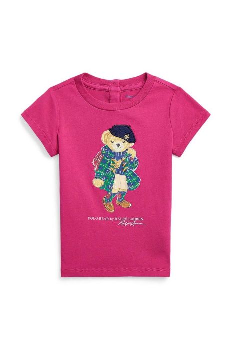 Бавовняна футболка для немовлят Polo Ralph Lauren колір рожевий