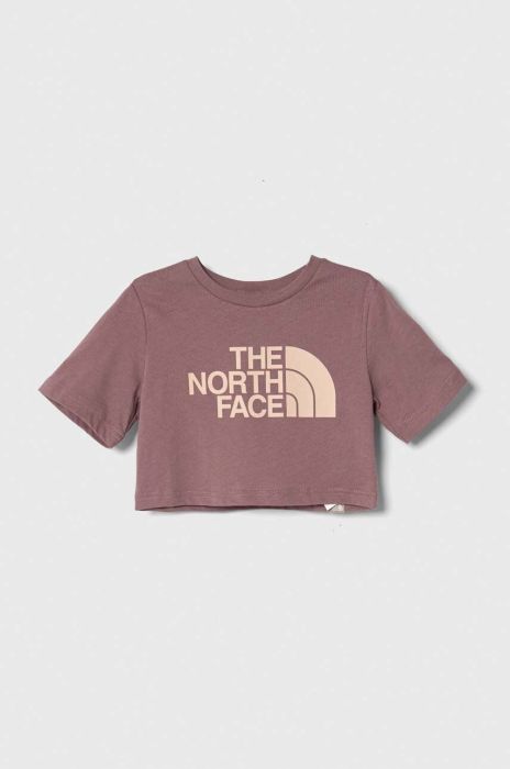 Дитяча бавовняна футболка The North Face G S/S CROP EASY TEE колір рожевий