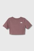 Дитяча бавовняна футболка The North Face G S/S CROP EASY TEE колір рожевий