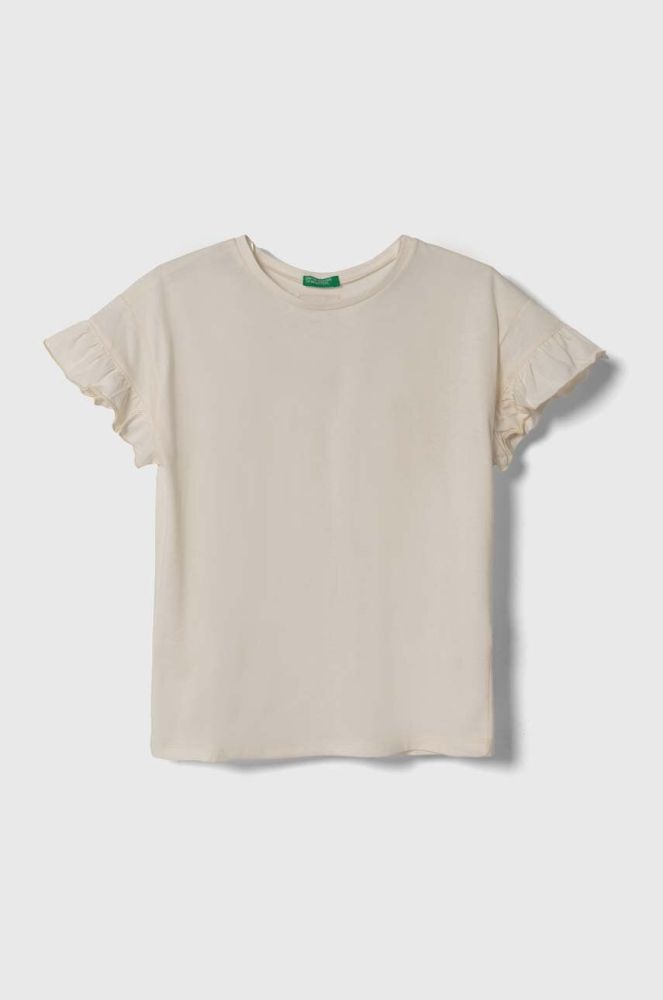 Дитяча бавовняна футболка United Colors of Benetton колір бежевий (3391686)