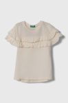 Дитяча бавовняна футболка United Colors of Benetton колір бежевий (3391692)