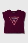 Дитяча футболка Guess колір бордовий