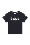Бавовняна футболка для немовлят BOSS колір синій з принтом