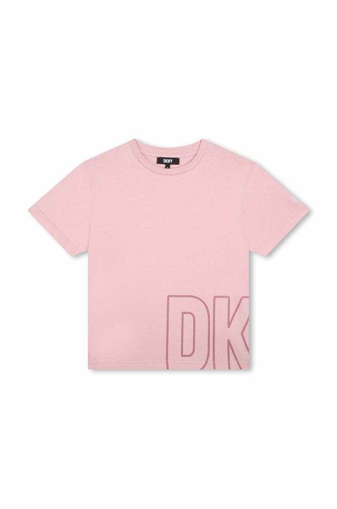 Дитяча бавовняна футболка Dkny колір фіолетовий з принтом (3405134)