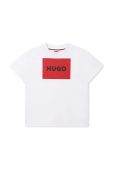 Дитяча бавовняна футболка HUGO колір білий однотонний