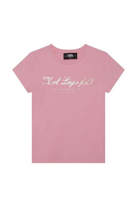 Дитяча футболка Karl Lagerfeld колір рожевий з принтом (3459864)