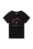 Дитяча бавовняна футболка Karl Lagerfeld колір чорний з принтом (3451925)