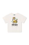 Дитяча бавовняна футболка Kenzo Kids колір бежевий з принтом (3405046)
