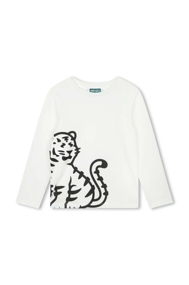 Дитячий бавовняний лонгслів Kenzo Kids колір білий з принтом (3426510)
