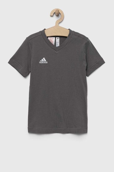 Дитяча бавовняна футболка adidas Performance ENT22 TEE Y колір сірий з аплікацією