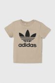 Бавовняна футболка adidas Originals TREFOIL колір бежевий з принтом