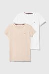 Дитяча бавовняна футболка Tommy Hilfiger 2-pack колір бежевий однотонний