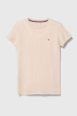 Дитяча бавовняна футболка Tommy Hilfiger 2-pack колір бежевий однотонний