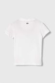 Дитяча бавовняна футболка Lacoste колір білий з принтом
