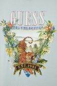 Бавовняна футболка Guess колір бірюзовий з принтом