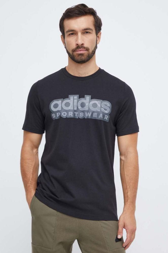 Бавовняна футболка adidas чоловічий колір чорний з принтом (3626484)