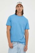 Бавовняна футболка Les Deux однотонний колір блакитний
