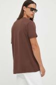 Бавовняна футболка Les Deux колір коричневий однотонний